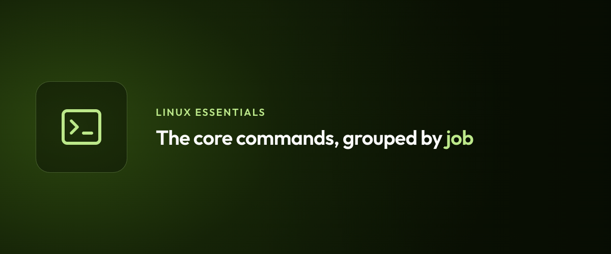 The core commands, grouped by job