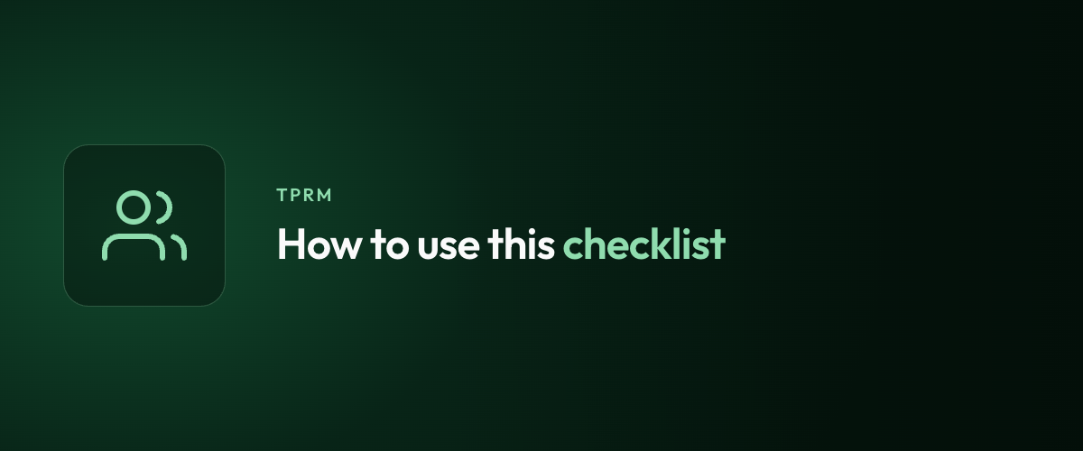 How to use this checklist